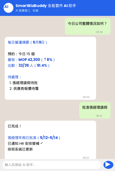 全能 AI 商務套件系統介面